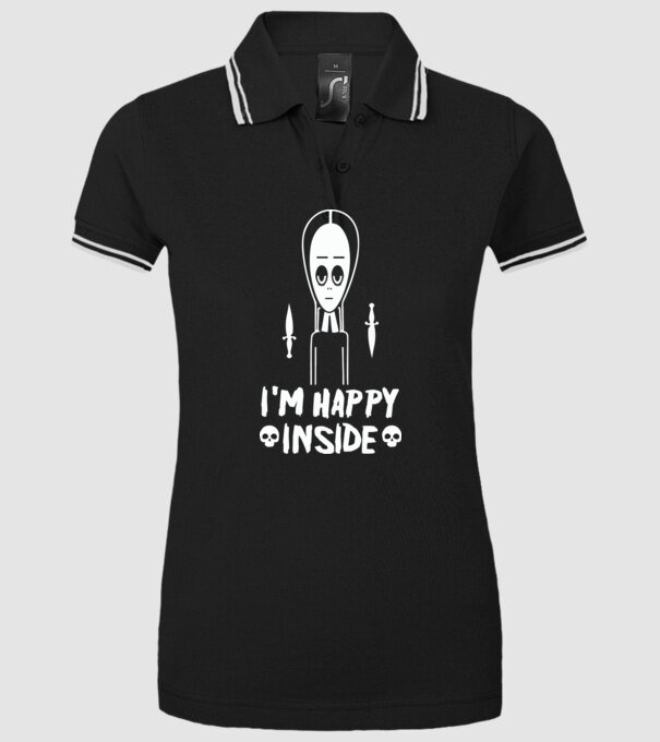 WEDNESDAY Happy inside model negru pe tricou