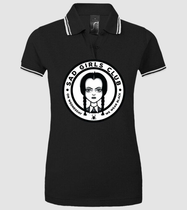 WEDNESDAY Sad Girls Club model negru pe tricou