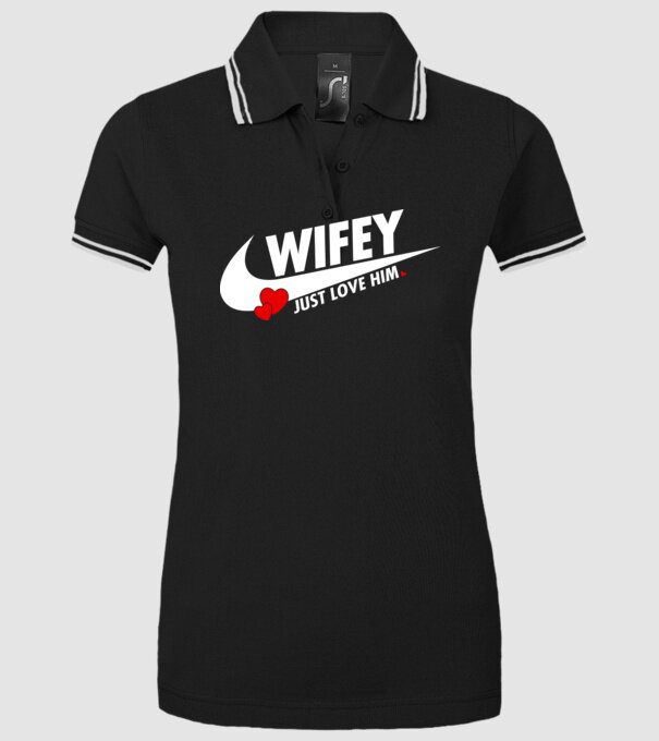 Wifey Just love him alb model negru pe tricou