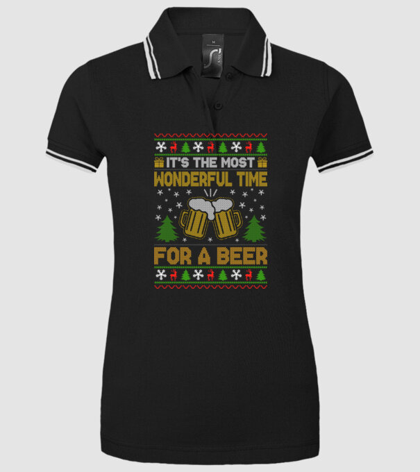 Wonderful time for a beer model negru pe tricou