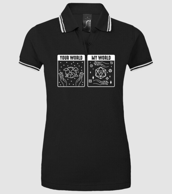 Your World My World model negru pe tricou