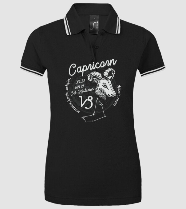Zodiac bărbat CAPRICORN retro model negru pe tricou