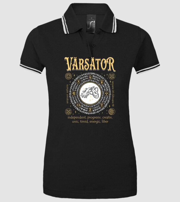 Zodiac bărbat VĂRSĂTOR golden model negru pe tricou