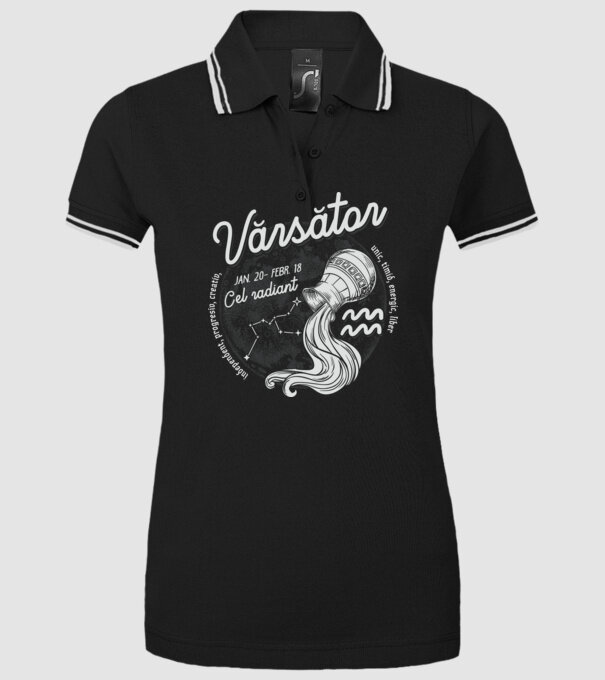 Zodiac bărbat VĂRSĂTOR retro model negru pe tricou