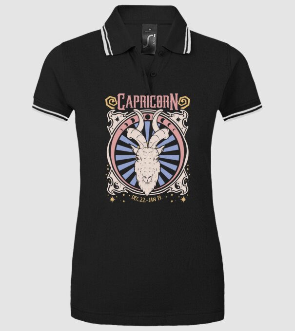 Zodiac Vintage CAPRICORN model negru pe tricou