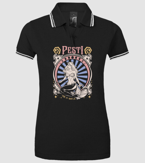 Zodiac Vintage PEȘTI model negru pe tricou