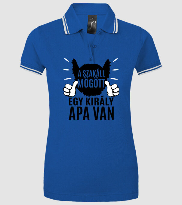În spatele acestei bărbi se află un tată cool model albastru regal pe tricou