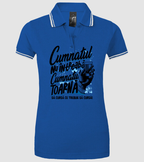 Cumnatul nu întreabă, cumnatul toarnă. Să curgă ce trebuie să curgă! model albastru regal pe tricou