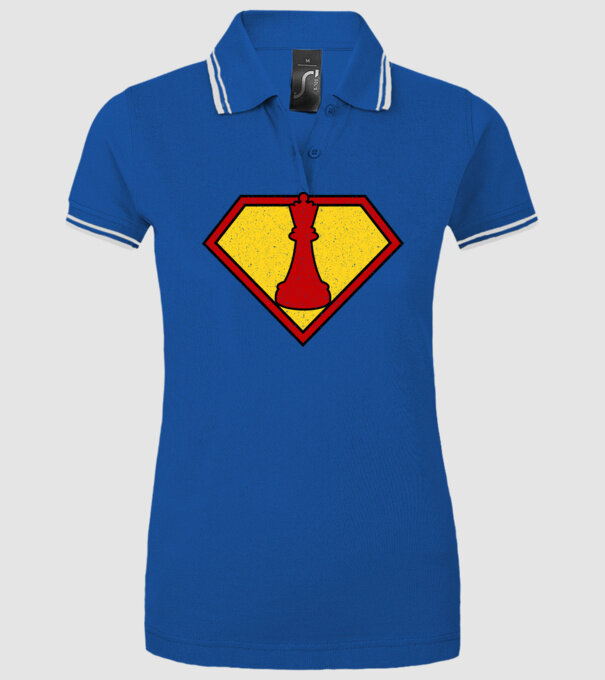 SuperChess regină model albastru regal pe tricou
