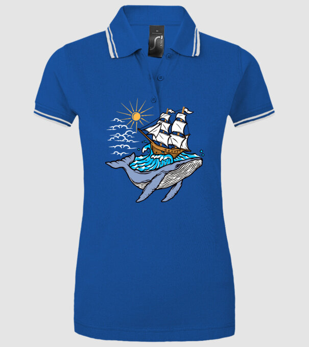 Vapoare model albastru regal pe tricou