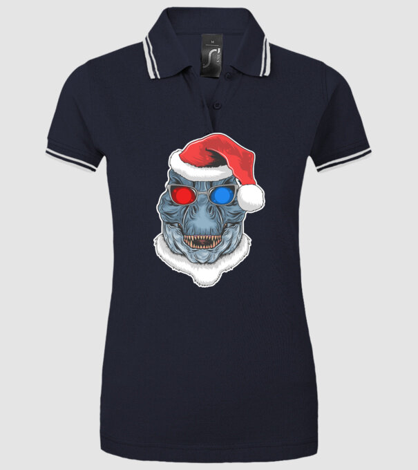 Santasaurus Rex model albastru închis pe tricou