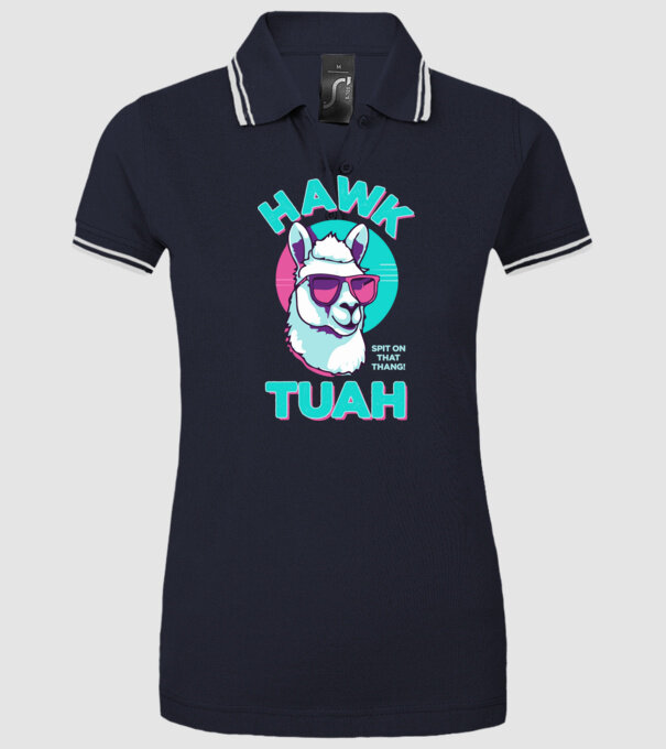 Hawk tuah llama retro sunglasses model albastru închis pe tricou