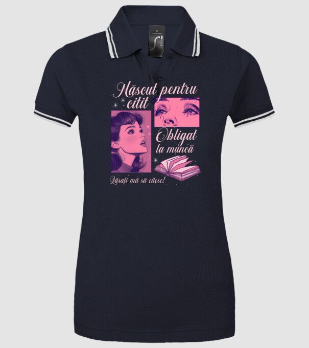 Născut pentru citit obligat la muncă lăsați-mă să citesc model albastru închis pe tricou