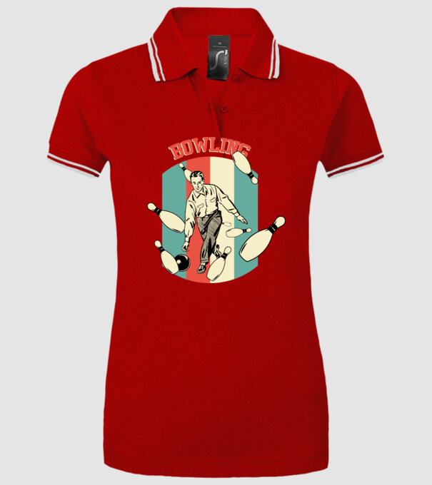 Retro Bowling model roșu pe tricou