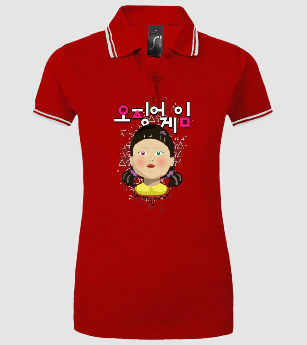 red light green light doll model roșu pe tricou