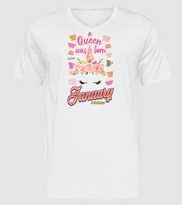 A queen was born in JANUÁR model alb pe tricou
