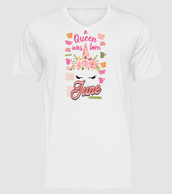 A queen was born in JÚNIUS model alb pe tricou