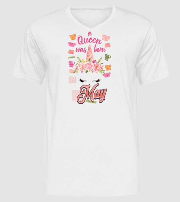 A queen was born in MÁJUS model alb pe tricou