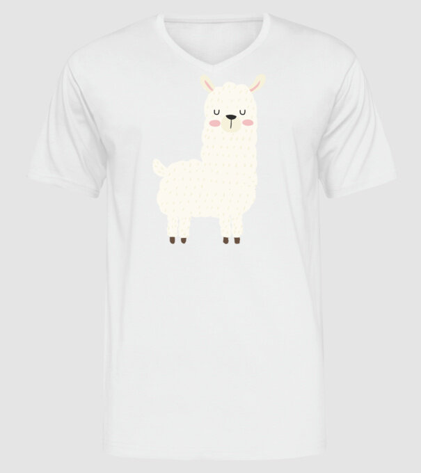 Alpaca model alb pe tricou