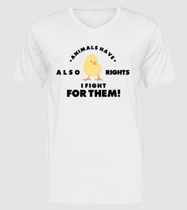 Animals also have rights model alb pe tricou