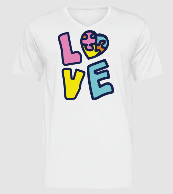Ziua Mondială a Autismului LOVE model alb pe tricou