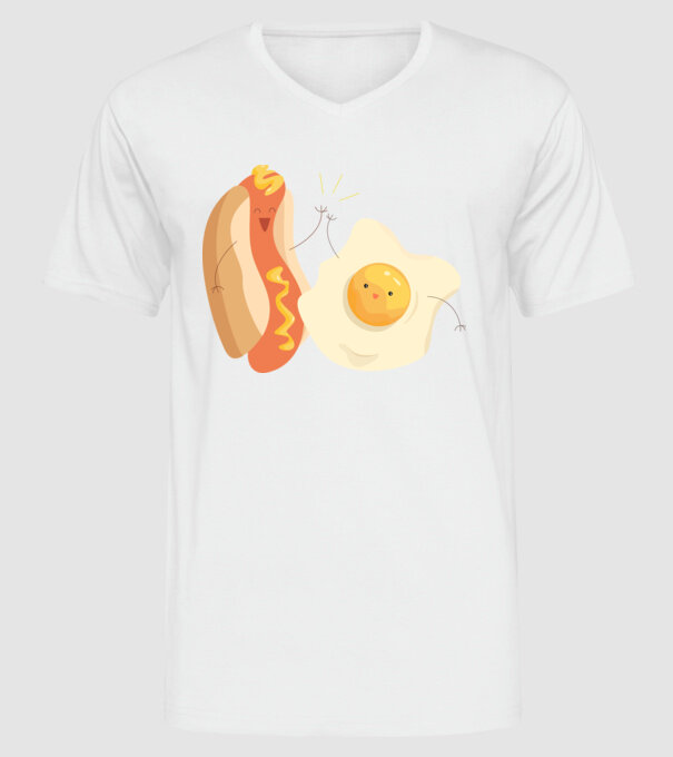 best friends hot dog egg model alb pe tricou