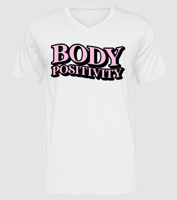 BodyPositivity model alb pe tricou