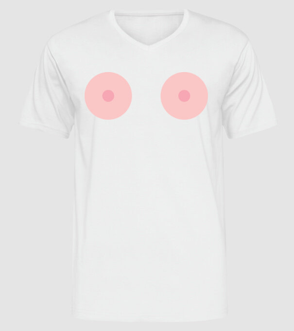 Țâțe model alb pe tricou