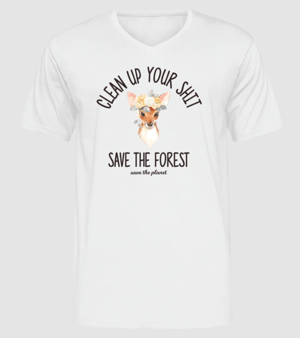 Clean up your shit model alb pe tricou