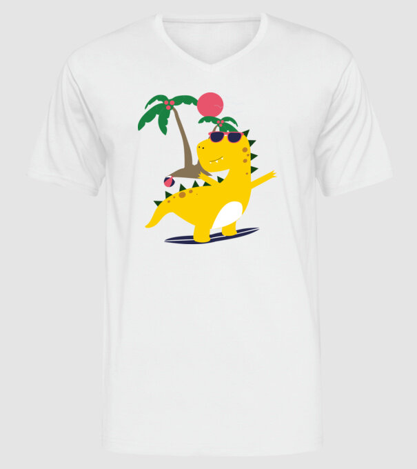dinozaur drăguț vară model alb pe tricou
