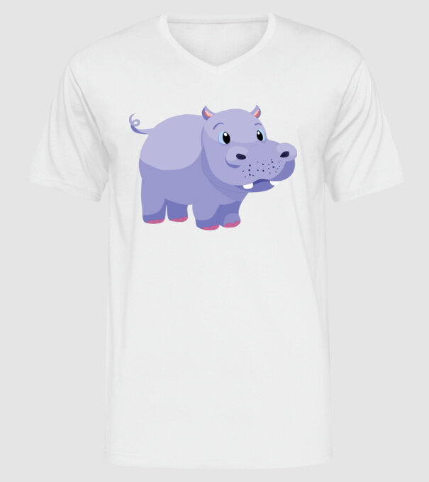 Hipopotam drăguț model alb pe tricou