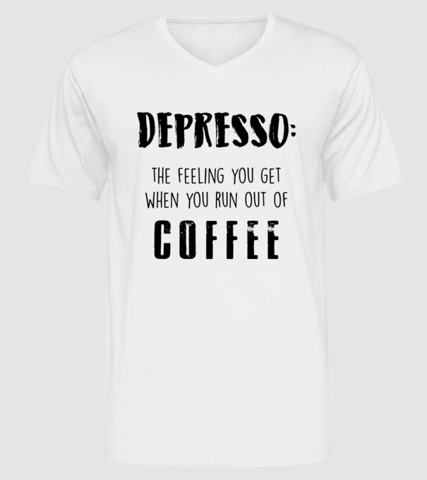 Depresso model alb pe tricou