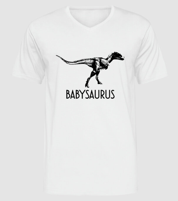 Familia de dinozauri Babysaurus model alb pe tricou