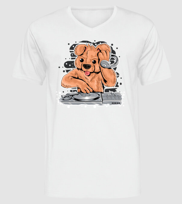 Urs Dj model alb pe tricou