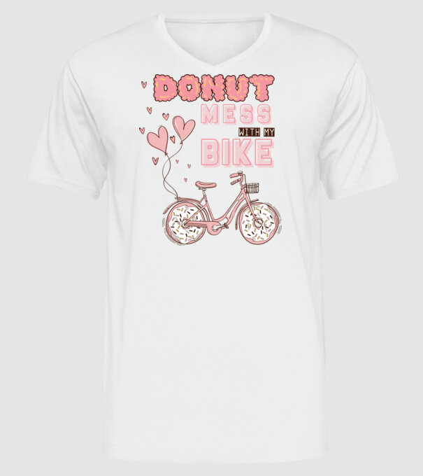 Donut mess with my bike model alb pe tricou