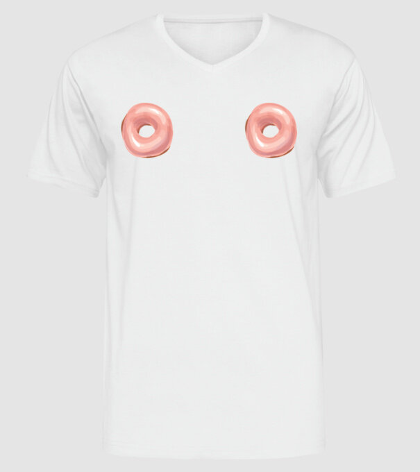 Donut titties model alb pe tricou
