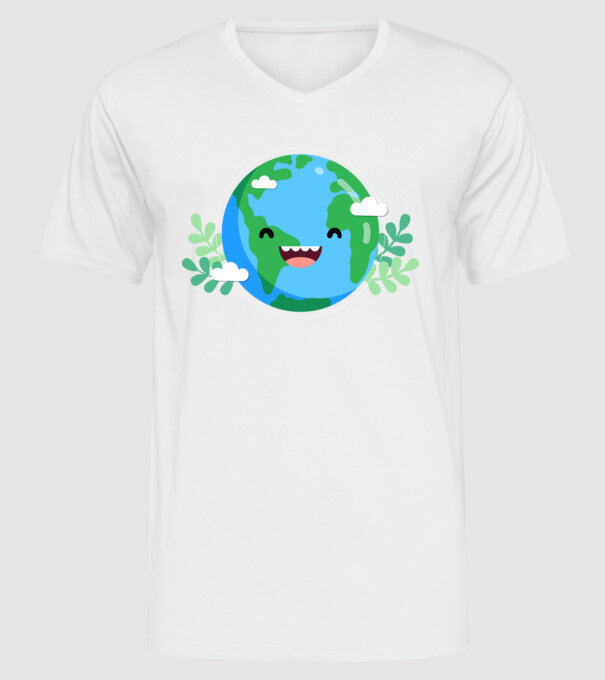 Earth smiley model alb pe tricou