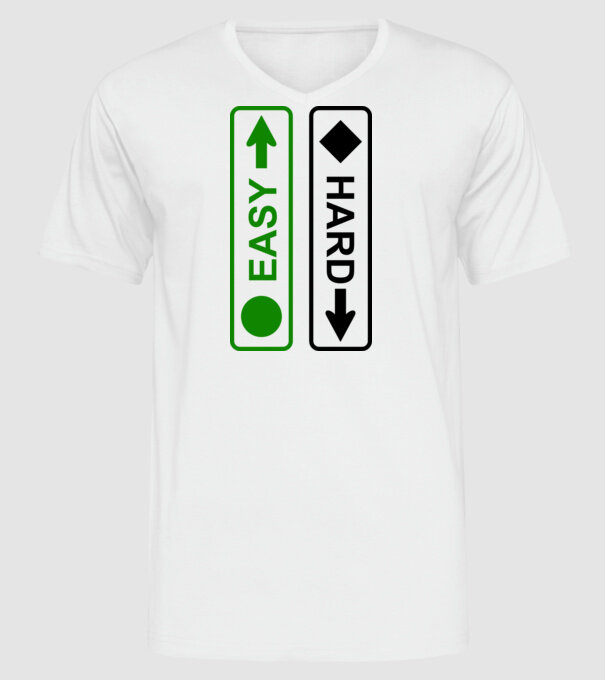 Easy - Hard model alb pe tricou