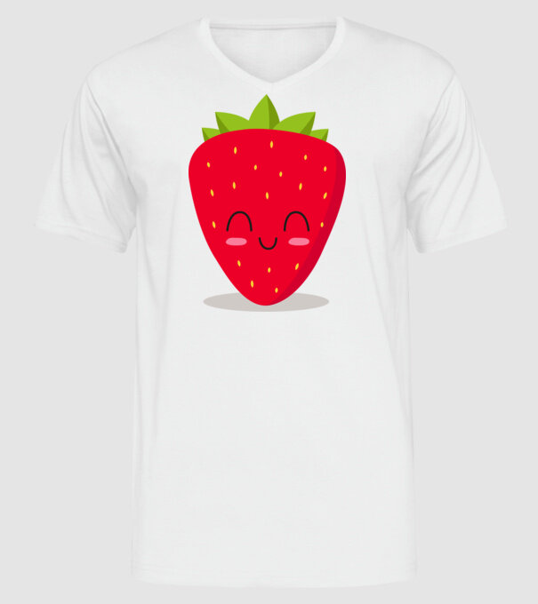 Căpșuni model alb pe tricou