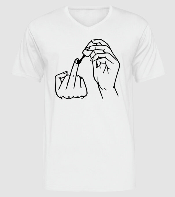 Nail polish Fuck U model alb pe tricou