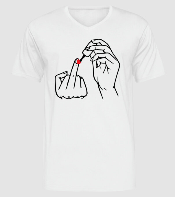 Nail polish Fuck U model alb pe tricou