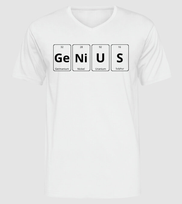 Genius periodic model alb pe tricou