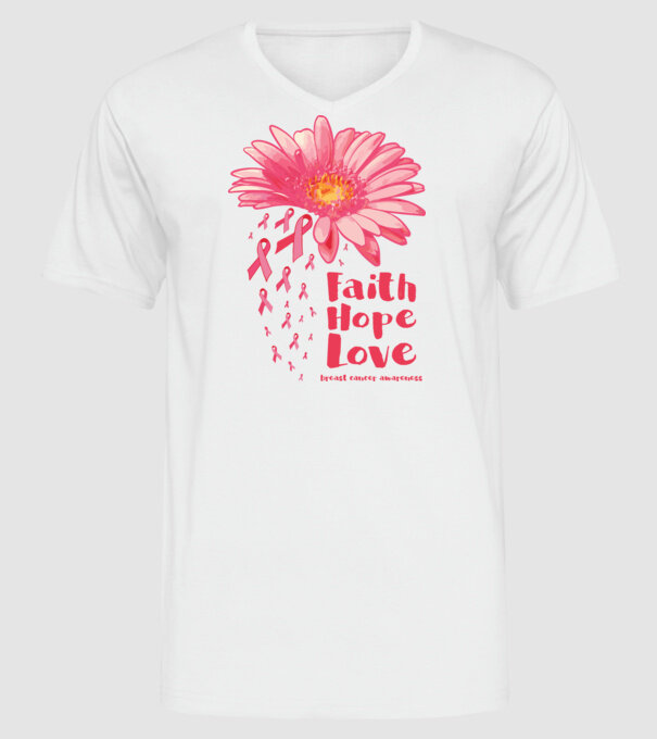 Gerbera faith hope love model alb pe tricou
