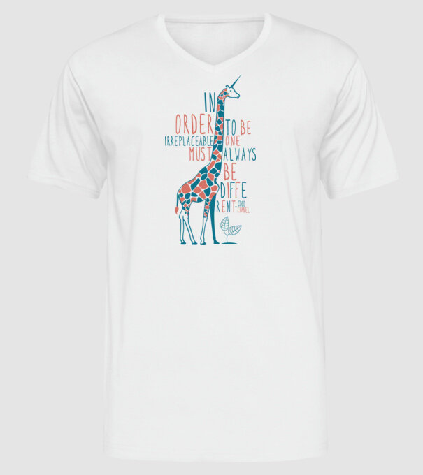 Giraffe model alb pe tricou