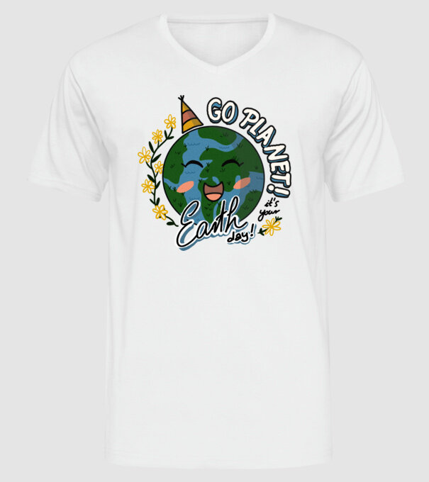 Go planet model alb pe tricou