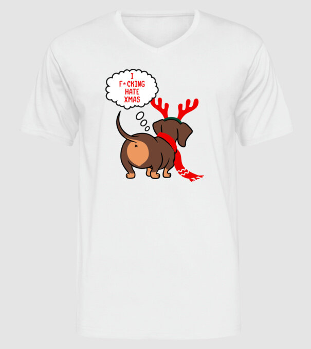 Hate Xmas model alb pe tricou