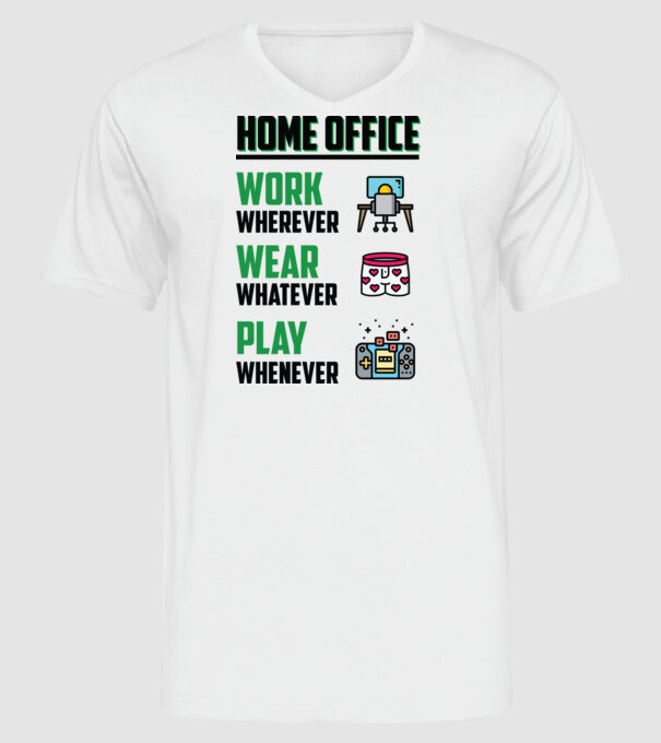 Home office model alb pe tricou
