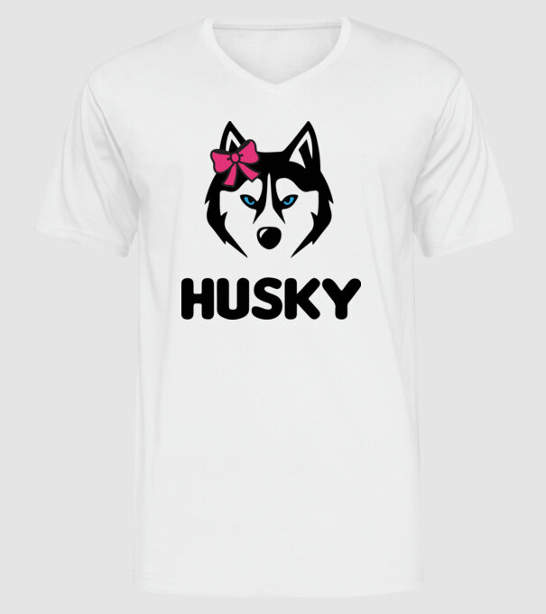 Husky fată model alb pe tricou