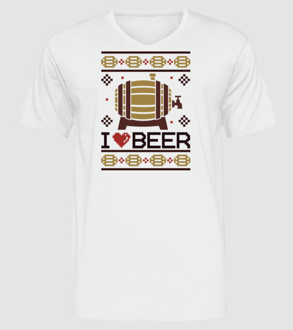 I love beer ugly sweater model alb pe tricou