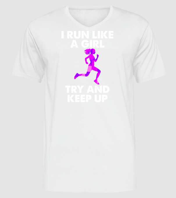 I run like a girl model alb pe tricou